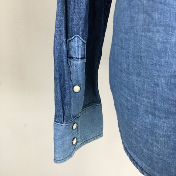 MOTHER Snap Button ALL My EX'S Picking Up The Piece Long Sleeve Chambray Shirt - Picture 11 of 16